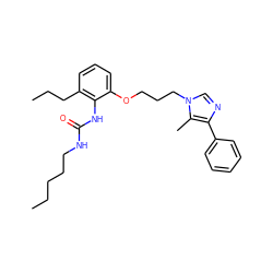 CCCCCNC(=O)Nc1c(CCC)cccc1OCCCn1cnc(-c2ccccc2)c1C ZINC000013827674