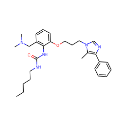 CCCCCNC(=O)Nc1c(CN(C)C)cccc1OCCCn1cnc(-c2ccccc2)c1C ZINC000013827633