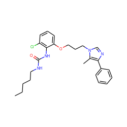 CCCCCNC(=O)Nc1c(Cl)cccc1OCCCn1cnc(-c2ccccc2)c1C ZINC000013827659