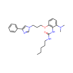 CCCCCNC(=O)Nc1c(OCCCn2cnc(-c3ccccc3)c2)cccc1N(C)C ZINC000013827521