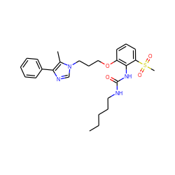 CCCCCNC(=O)Nc1c(OCCCn2cnc(-c3ccccc3)c2C)cccc1S(C)(=O)=O ZINC000013827653