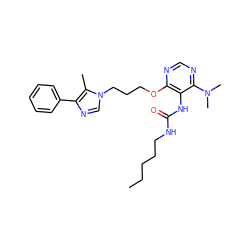 CCCCCNC(=O)Nc1c(OCCCn2cnc(-c3ccccc3)c2C)ncnc1N(C)C ZINC000013827612