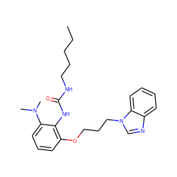 CCCCCNC(=O)Nc1c(OCCCn2cnc3ccccc32)cccc1N(C)C ZINC000013827589