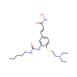 CCCCCNC(=O)Nc1cc(/C=C/C(=O)NO)ccc1SCCN(CC)CC ZINC000096939264