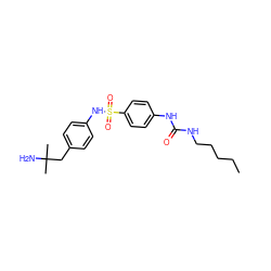 CCCCCNC(=O)Nc1ccc(S(=O)(=O)Nc2ccc(CC(C)(C)N)cc2)cc1 ZINC000049013848