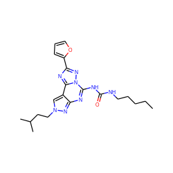 CCCCCNC(=O)Nc1nc2nn(CCC(C)C)cc2c2nc(-c3ccco3)nn12 ZINC000013607047