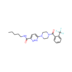 CCCCCNC(=O)c1ccc(N2CCN(C(=O)c3ccccc3C(F)(F)F)CC2)nn1 ZINC000038269432