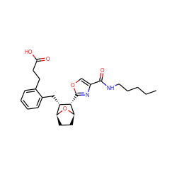 CCCCCNC(=O)c1coc([C@@H]2[C@H]3CC[C@H](O3)[C@@H]2Cc2ccccc2CCC(=O)O)n1 ZINC000003793091