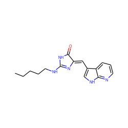 CCCCCNC1=N/C(=C\c2c[nH]c3ncccc23)C(=O)N1 ZINC000040425132