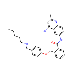 CCCCCNCc1ccc(OCc2ccccc2C(=O)Nc2ccc3nc(C)cc(N)c3c2)cc1 ZINC000071316017