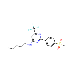 CCCCCNc1cc(C(F)(F)F)nc(-c2ccc(S(C)(=O)=O)cc2)n1 ZINC000029132040