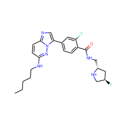 CCCCCNc1ccc2ncc(-c3ccc(C(=O)NC[C@@H]4C[C@@H](F)CN4)c(F)c3)n2n1 ZINC000072176901