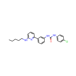 CCCCCNc1cccc(-c2cccc(NC(=O)Nc3ccc(Cl)cc3)c2)n1 ZINC000299839278