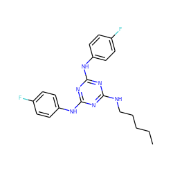 CCCCCNc1nc(Nc2ccc(F)cc2)nc(Nc2ccc(F)cc2)n1 ZINC001772589874