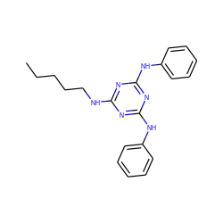 CCCCCNc1nc(Nc2ccccc2)nc(Nc2ccccc2)n1 ZINC000216321424