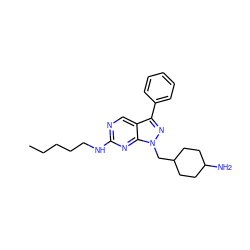 CCCCCNc1ncc2c(-c3ccccc3)nn(CC3CCC(N)CC3)c2n1 ZINC000084653518