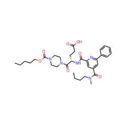 CCCCCOC(=O)N1CCN(C(=O)[C@H](CCC(=O)O)NC(=O)c2cc(C(=O)N(C)CCCC)cc(-c3ccccc3)n2)CC1 ZINC000049745002