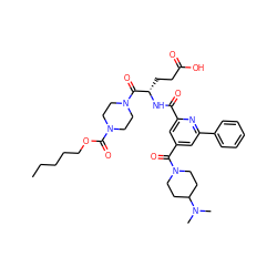 CCCCCOC(=O)N1CCN(C(=O)[C@H](CCC(=O)O)NC(=O)c2cc(C(=O)N3CCC(N(C)C)CC3)cc(-c3ccccc3)n2)CC1 ZINC000049762728