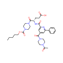 CCCCCOC(=O)N1CCN(C(=O)[C@H](CCC(=O)O)NC(=O)c2cc(C(=O)N3CCN(C(C)=O)CC3)cc(-c3ccccc3)n2)CC1 ZINC000049746938