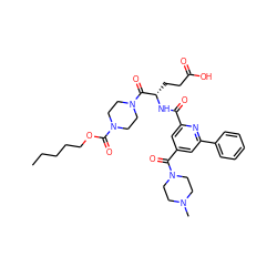 CCCCCOC(=O)N1CCN(C(=O)[C@H](CCC(=O)O)NC(=O)c2cc(C(=O)N3CCN(C)CC3)cc(-c3ccccc3)n2)CC1 ZINC000049762730