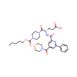 CCCCCOC(=O)N1CCN(C(=O)[C@H](CCC(=O)O)NC(=O)c2cc(C(=O)N3CCOCC3)cc(-c3ccccc3)n2)CC1 ZINC000049746936