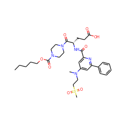 CCCCCOC(=O)N1CCN(C(=O)[C@H](CCC(=O)O)NC(=O)c2cc(N(C)CCS(C)(=O)=O)cc(-c3ccccc3)n2)CC1 ZINC000049650120