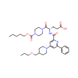 CCCCCOC(=O)N1CCN(C(=O)[C@H](CCC(=O)O)NC(=O)c2cc(N3CCC(COCCC)CC3)cc(-c3ccccc3)n2)CC1 ZINC000049746929