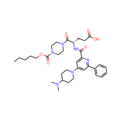 CCCCCOC(=O)N1CCN(C(=O)[C@H](CCC(=O)O)NC(=O)c2cc(N3CCC(N(C)C)CC3)cc(-c3ccccc3)n2)CC1 ZINC000049745723