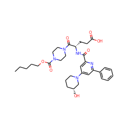 CCCCCOC(=O)N1CCN(C(=O)[C@H](CCC(=O)O)NC(=O)c2cc(N3CCC[C@@H](O)C3)cc(-c3ccccc3)n2)CC1 ZINC000049746462