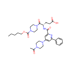 CCCCCOC(=O)N1CCN(C(=O)[C@H](CCC(=O)O)NC(=O)c2cc(N3CCN(C(C)=O)CC3)cc(-c3ccccc3)n2)CC1 ZINC000049746566