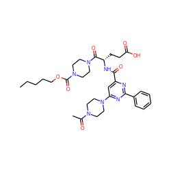 CCCCCOC(=O)N1CCN(C(=O)[C@H](CCC(=O)O)NC(=O)c2cc(N3CCN(C(C)=O)CC3)nc(-c3ccccc3)n2)CC1 ZINC000049694559