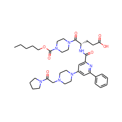 CCCCCOC(=O)N1CCN(C(=O)[C@H](CCC(=O)O)NC(=O)c2cc(N3CCN(CC(=O)N4CCCC4)CC3)cc(-c3ccccc3)n2)CC1 ZINC000049767365