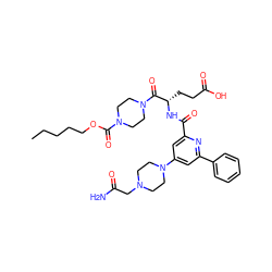 CCCCCOC(=O)N1CCN(C(=O)[C@H](CCC(=O)O)NC(=O)c2cc(N3CCN(CC(N)=O)CC3)cc(-c3ccccc3)n2)CC1 ZINC000049745752