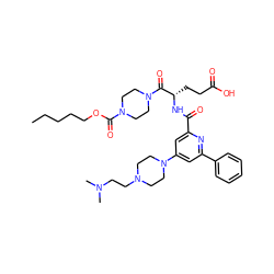 CCCCCOC(=O)N1CCN(C(=O)[C@H](CCC(=O)O)NC(=O)c2cc(N3CCN(CCN(C)C)CC3)cc(-c3ccccc3)n2)CC1 ZINC000049763035