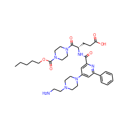 CCCCCOC(=O)N1CCN(C(=O)[C@H](CCC(=O)O)NC(=O)c2cc(N3CCN(CCN)CC3)cc(-c3ccccc3)n2)CC1 ZINC000049745750