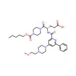 CCCCCOC(=O)N1CCN(C(=O)[C@H](CCC(=O)O)NC(=O)c2cc(N3CCN(CCOC)CC3)cc(-c3ccccc3)n2)CC1 ZINC000049745843