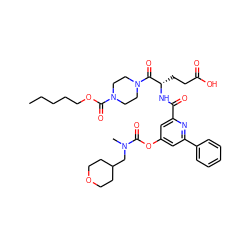 CCCCCOC(=O)N1CCN(C(=O)[C@H](CCC(=O)O)NC(=O)c2cc(OC(=O)N(C)CC3CCOCC3)cc(-c3ccccc3)n2)CC1 ZINC000049756617