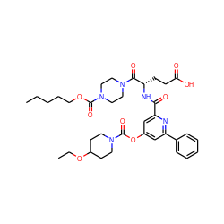 CCCCCOC(=O)N1CCN(C(=O)[C@H](CCC(=O)O)NC(=O)c2cc(OC(=O)N3CCC(OCC)CC3)cc(-c3ccccc3)n2)CC1 ZINC000049710332