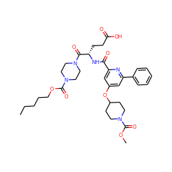 CCCCCOC(=O)N1CCN(C(=O)[C@H](CCC(=O)O)NC(=O)c2cc(OC3CCN(C(=O)OC)CC3)cc(-c3ccccc3)n2)CC1 ZINC000049711220