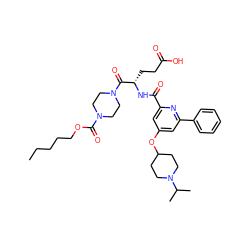 CCCCCOC(=O)N1CCN(C(=O)[C@H](CCC(=O)O)NC(=O)c2cc(OC3CCN(C(C)C)CC3)cc(-c3ccccc3)n2)CC1 ZINC000049756092