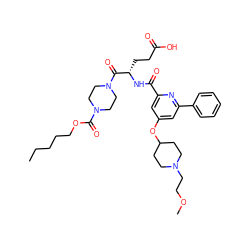 CCCCCOC(=O)N1CCN(C(=O)[C@H](CCC(=O)O)NC(=O)c2cc(OC3CCN(CCOC)CC3)cc(-c3ccccc3)n2)CC1 ZINC000049756405