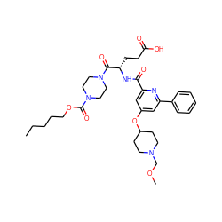 CCCCCOC(=O)N1CCN(C(=O)[C@H](CCC(=O)O)NC(=O)c2cc(OC3CCN(COC)CC3)cc(-c3ccccc3)n2)CC1 ZINC000049708926