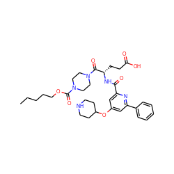 CCCCCOC(=O)N1CCN(C(=O)[C@H](CCC(=O)O)NC(=O)c2cc(OC3CCNCC3)cc(-c3ccccc3)n2)CC1 ZINC000043022741