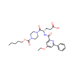 CCCCCOC(=O)N1CCN(C(=O)[C@H](CCC(=O)O)NC(=O)c2cc(OCC)cc(-c3ccccc3)n2)CC1 ZINC000049761776