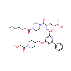 CCCCCOC(=O)N1CCN(C(=O)[C@H](CCC(=O)O)NC(=O)c2cc(OCC3CCN(C(=O)COC)CC3)cc(-c3ccccc3)n2)CC1 ZINC000049746338