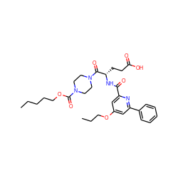 CCCCCOC(=O)N1CCN(C(=O)[C@H](CCC(=O)O)NC(=O)c2cc(OCCC)cc(-c3ccccc3)n2)CC1 ZINC000049766926