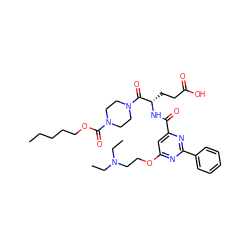 CCCCCOC(=O)N1CCN(C(=O)[C@H](CCC(=O)O)NC(=O)c2cc(OCCN(CC)CC)nc(-c3ccccc3)n2)CC1 ZINC000049679076