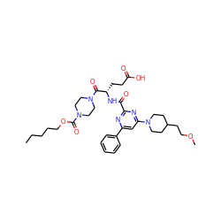 CCCCCOC(=O)N1CCN(C(=O)[C@H](CCC(=O)O)NC(=O)c2nc(-c3ccccc3)cc(N3CCC(CCOC)CC3)n2)CC1 ZINC000049694434