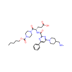 CCCCCOC(=O)N1CCN(C(=O)[C@H](CCC(=O)O)NC(=O)c2nc(-c3ccccc3)cc(N3CCC(CNC)CC3)n2)CC1 ZINC000049680053