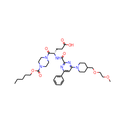 CCCCCOC(=O)N1CCN(C(=O)[C@H](CCC(=O)O)NC(=O)c2nc(-c3ccccc3)cc(N3CCC(COCCOC)CC3)n2)CC1 ZINC000049694473